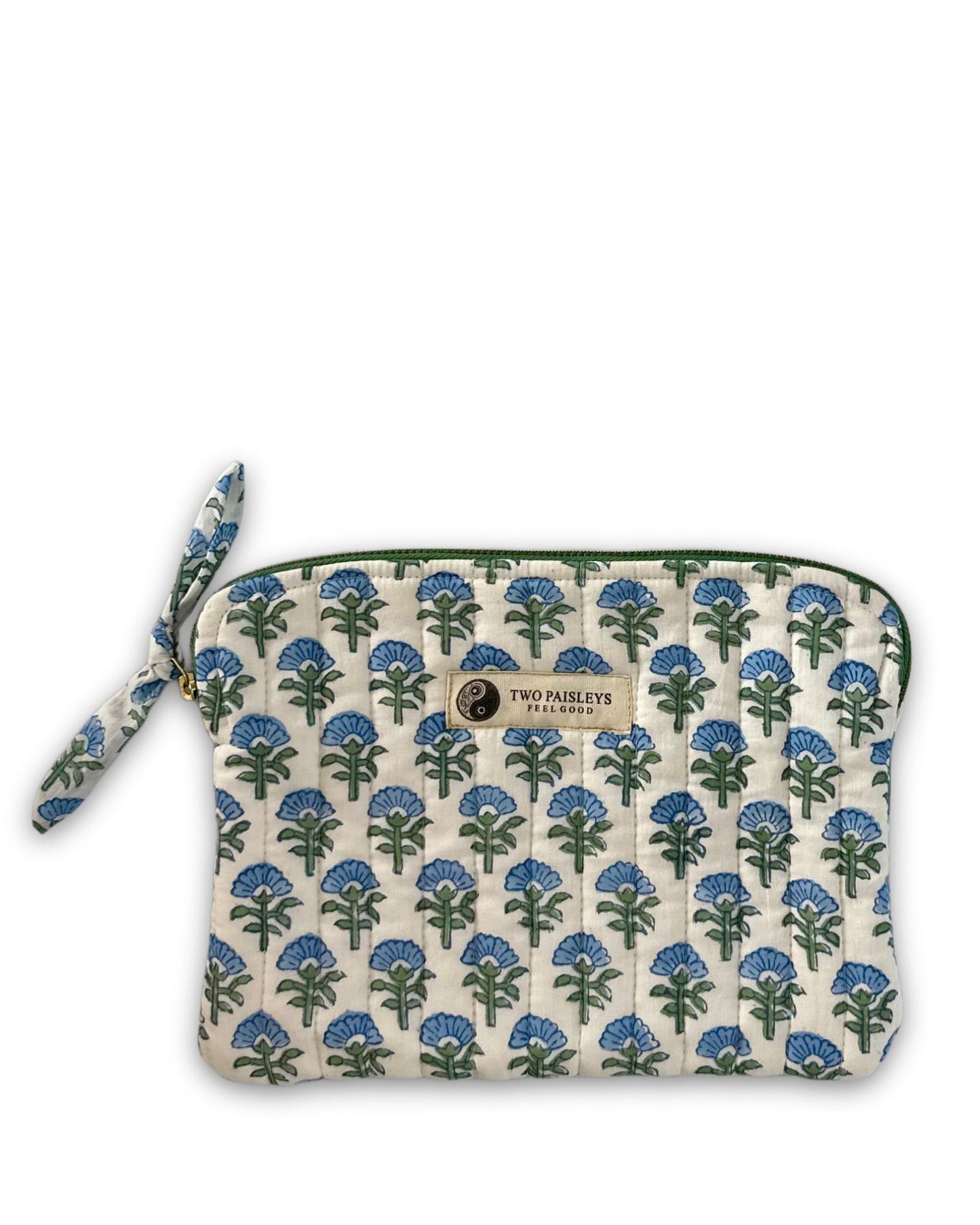 Blue Blossom Floral Kindle Sleeve – Quilted Cotton Pouch for Travel or Gifts
