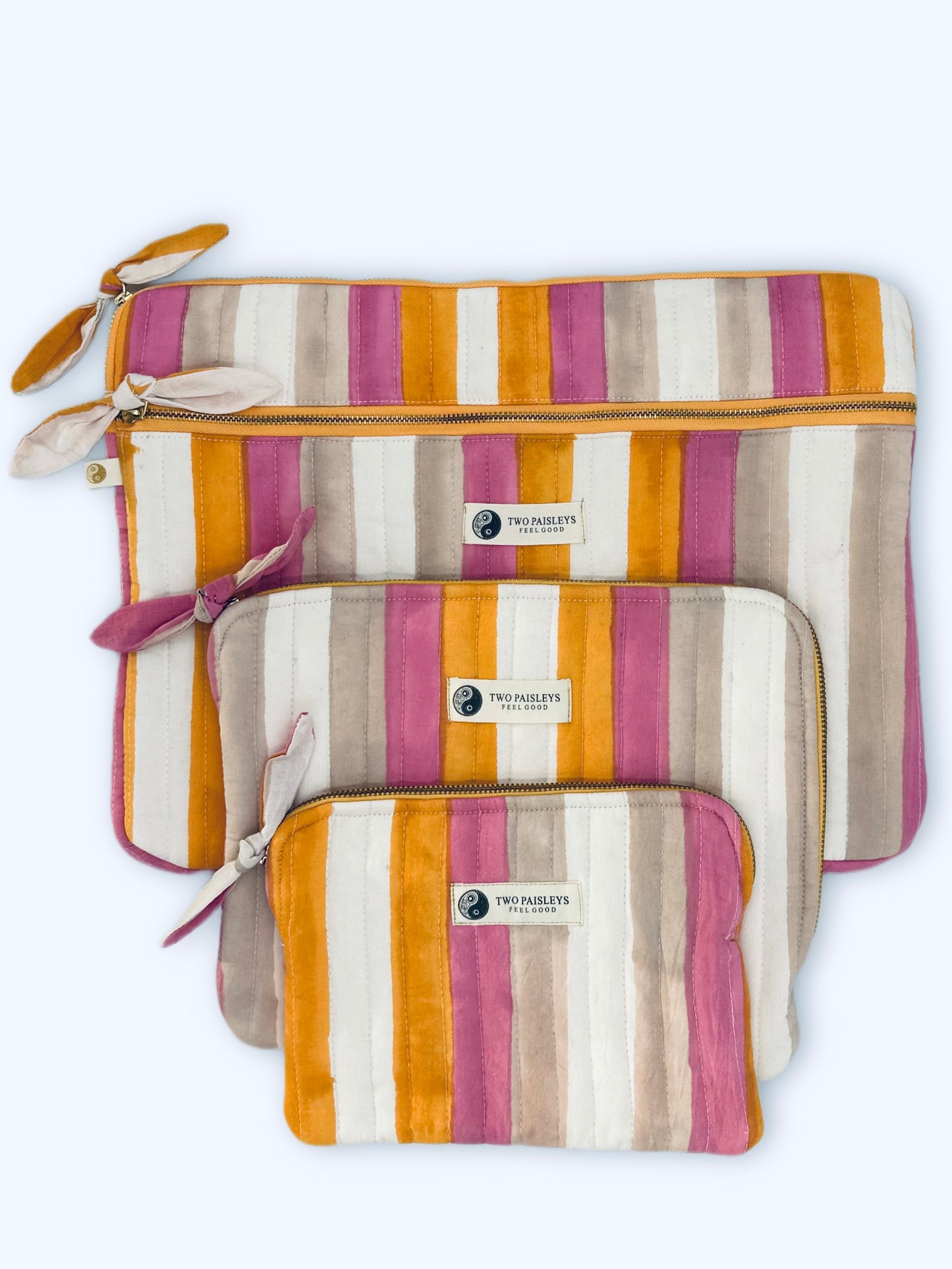 Quilted Laptop Sleeve & Organiser Pro | Ice Cream Striped