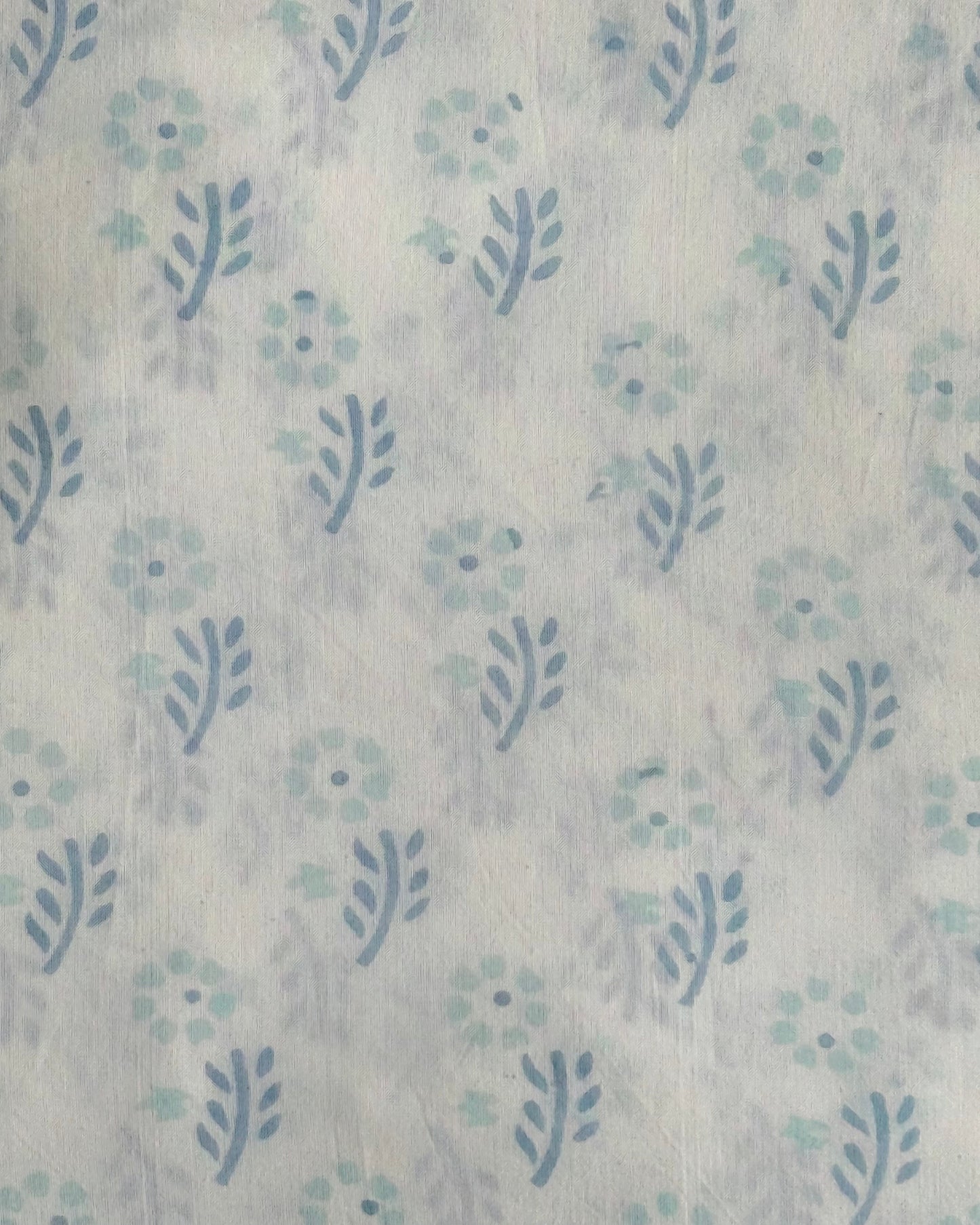 Cottage Garden Blue Floral Cotton Blockprint Sewing Craft Fabric