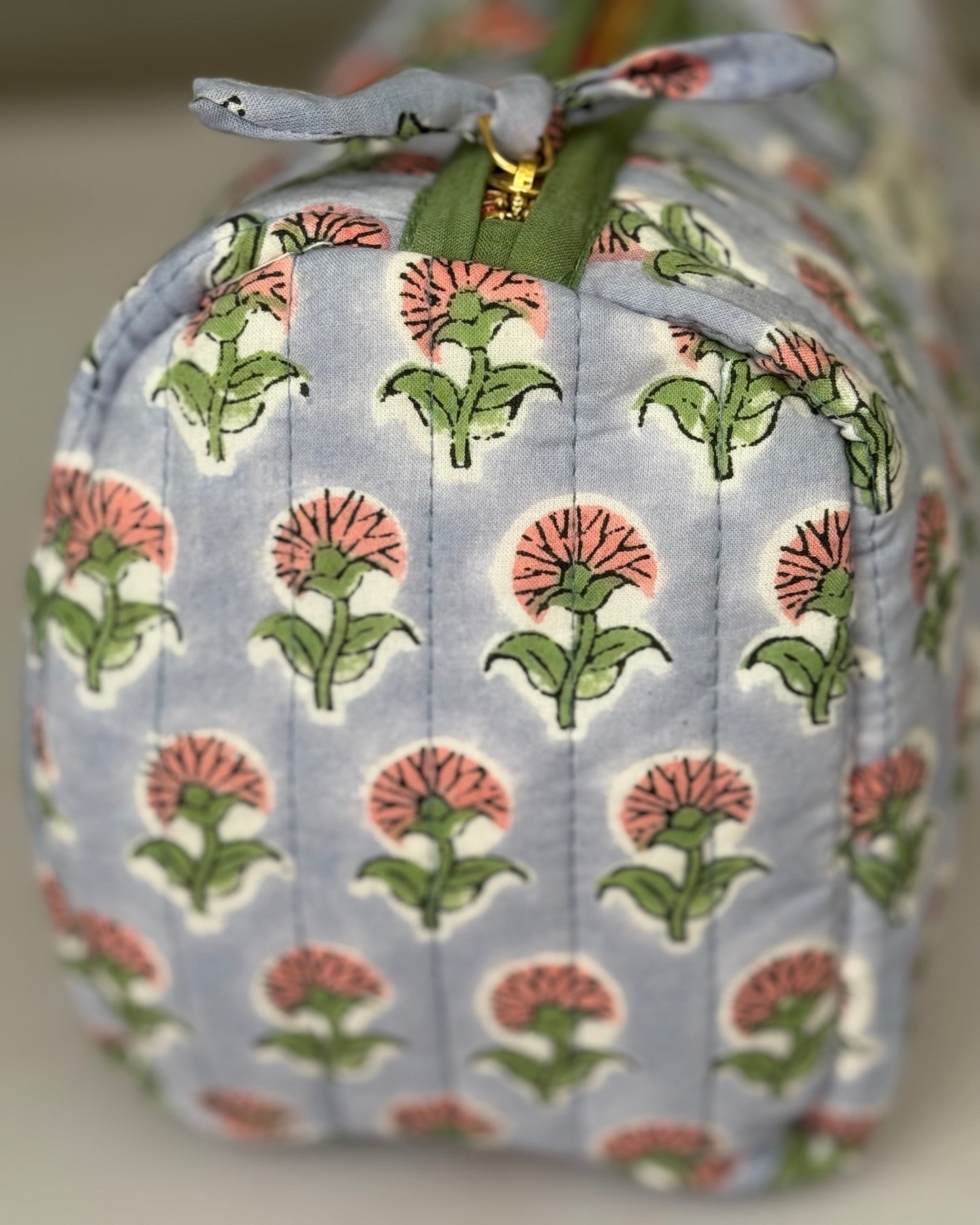 Side View with floral pattern on a light background