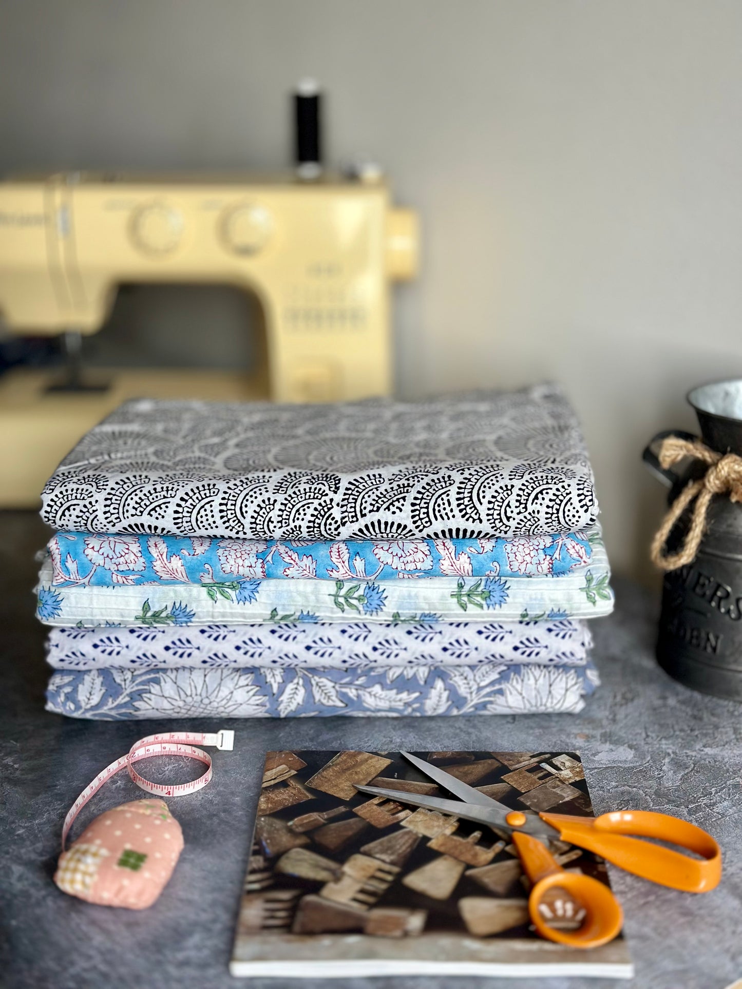 Blue Ivy Floral Cotton Block Print Sewing Craft Fabric