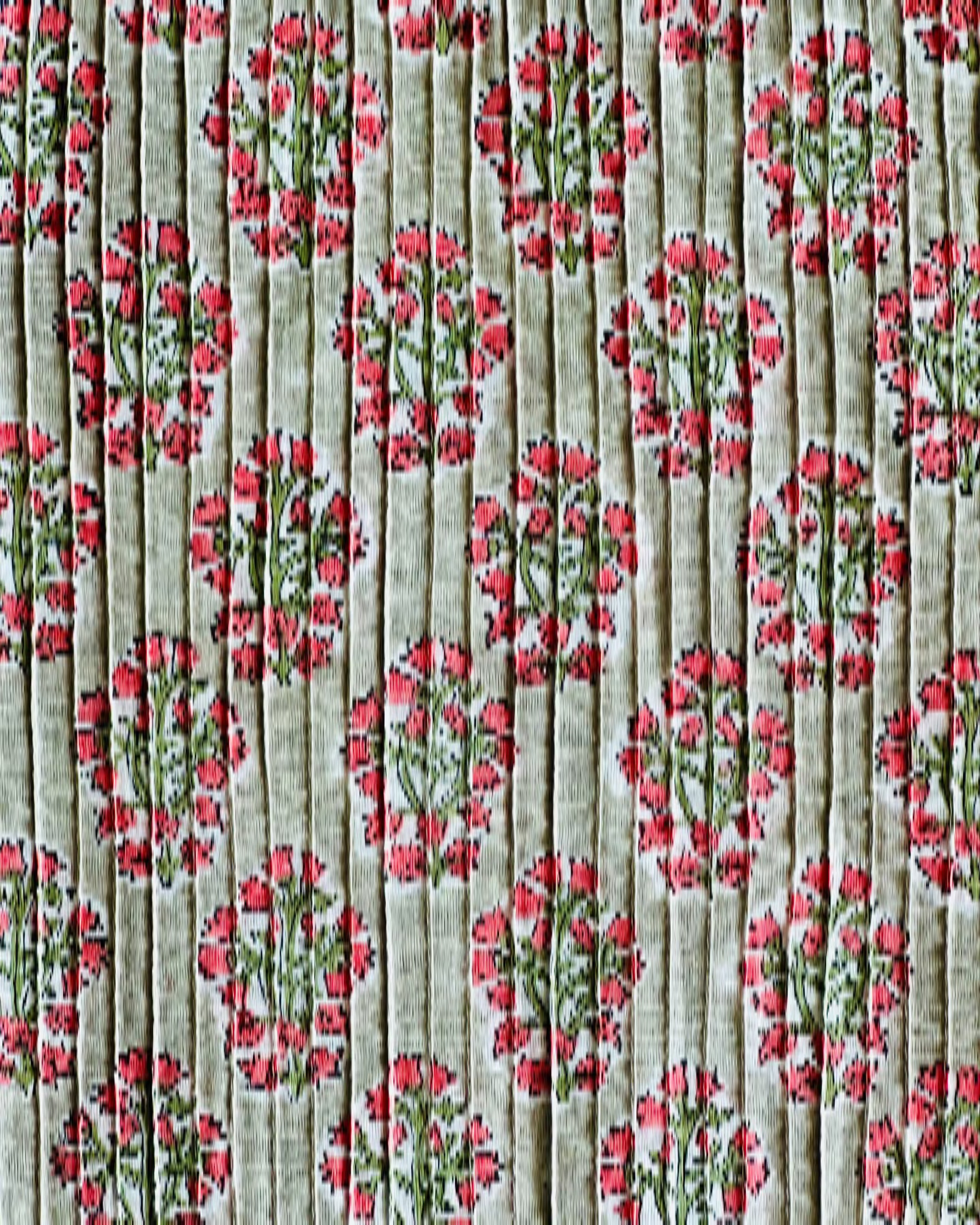 Floral Pintuck Cotton BlockPrint Dressmaking Fabric