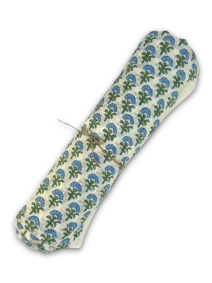 Blue Pink Blossom Floral Cotton Blockprint Sewing Craft Fabric