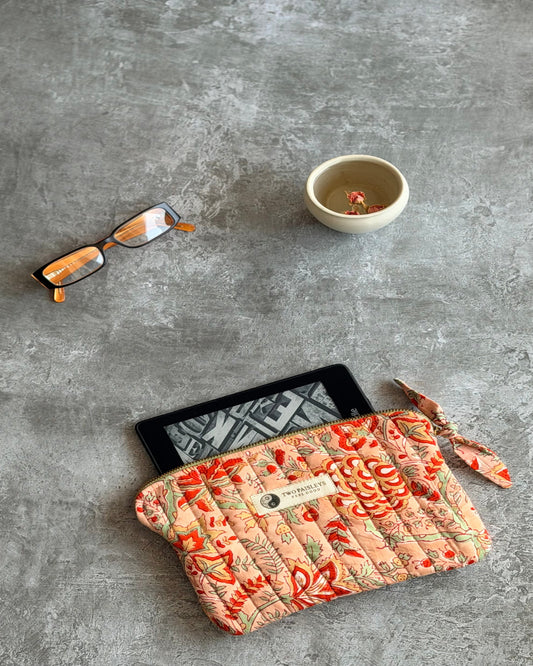 Quilted Kindle Cover & Everyday Clutch | Coral Floral