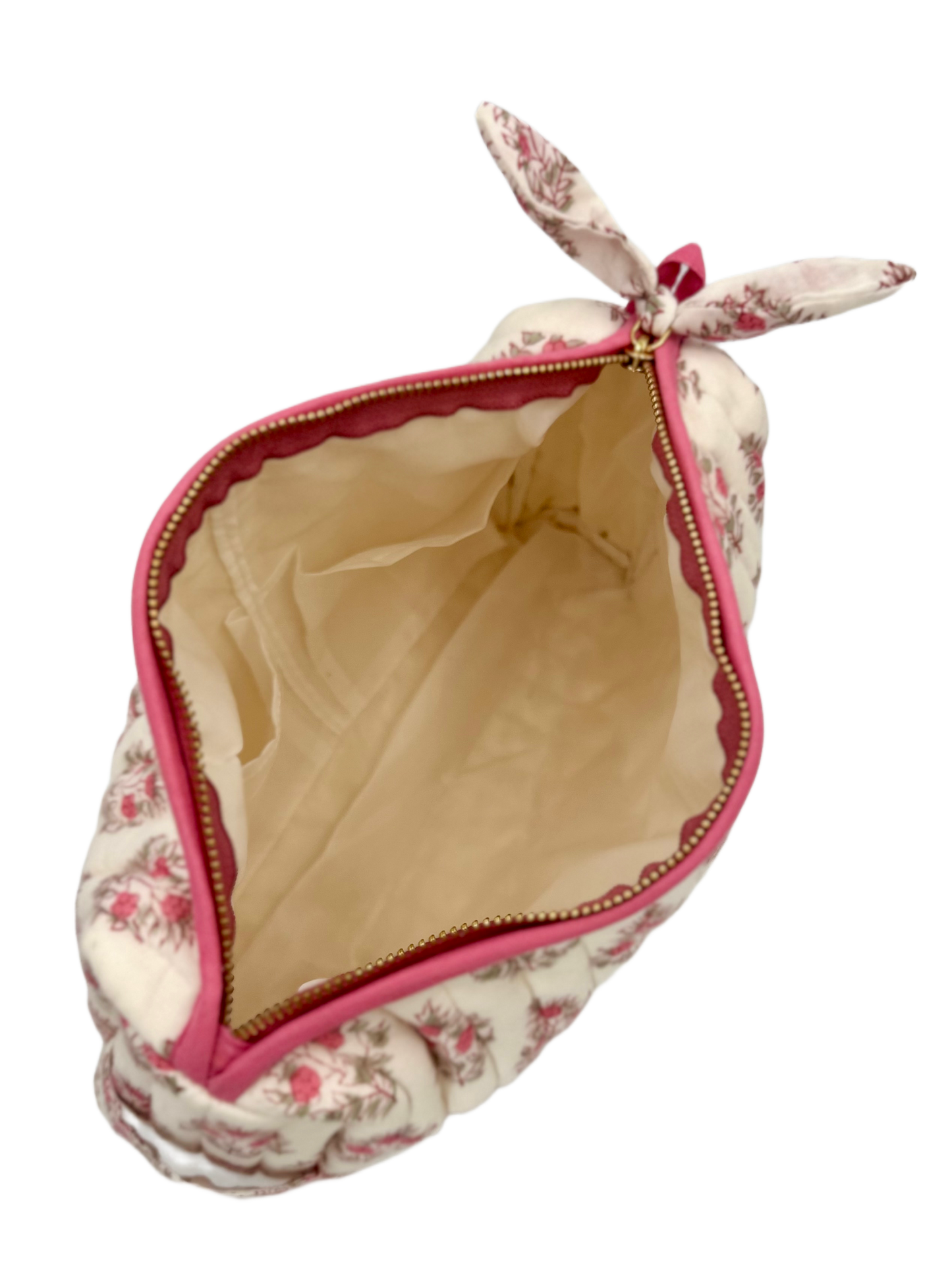 Vintage Floral Quilted Cosmetic Bag