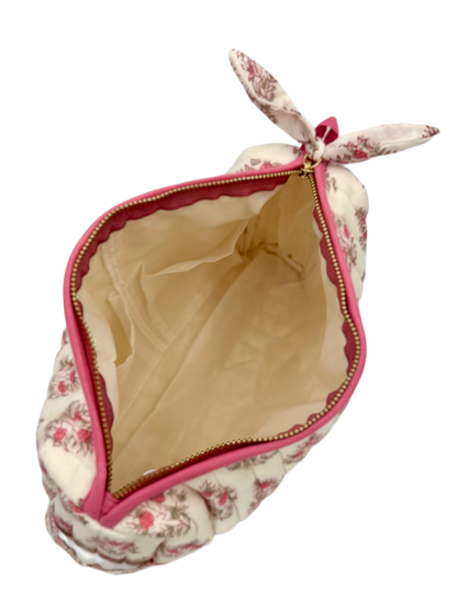 Vintage Floral Quilted Cosmetic Bag