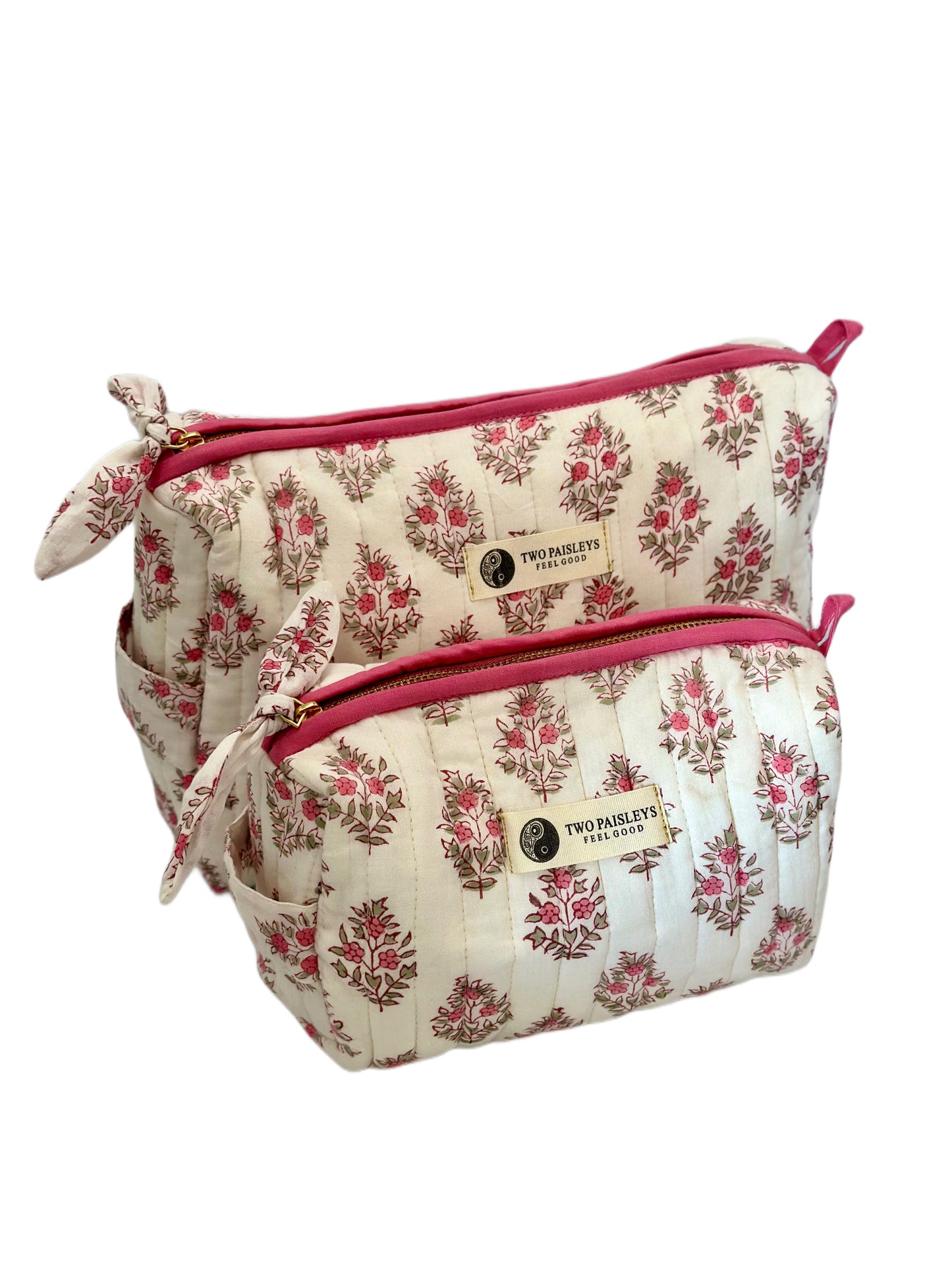 Vintage Floral Quilted Cosmetic Bag