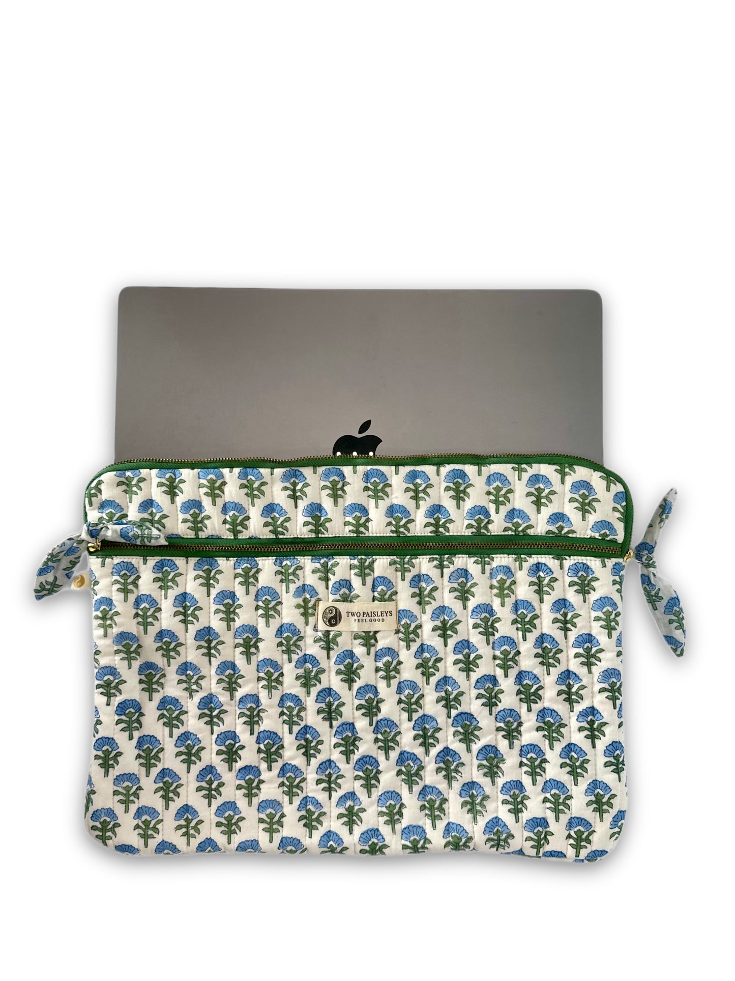 Blue Blossom MacBook Quilted Laptop Sleeve