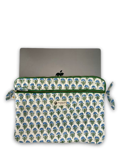 Blue Blossom MacBook Quilted Laptop Sleeve