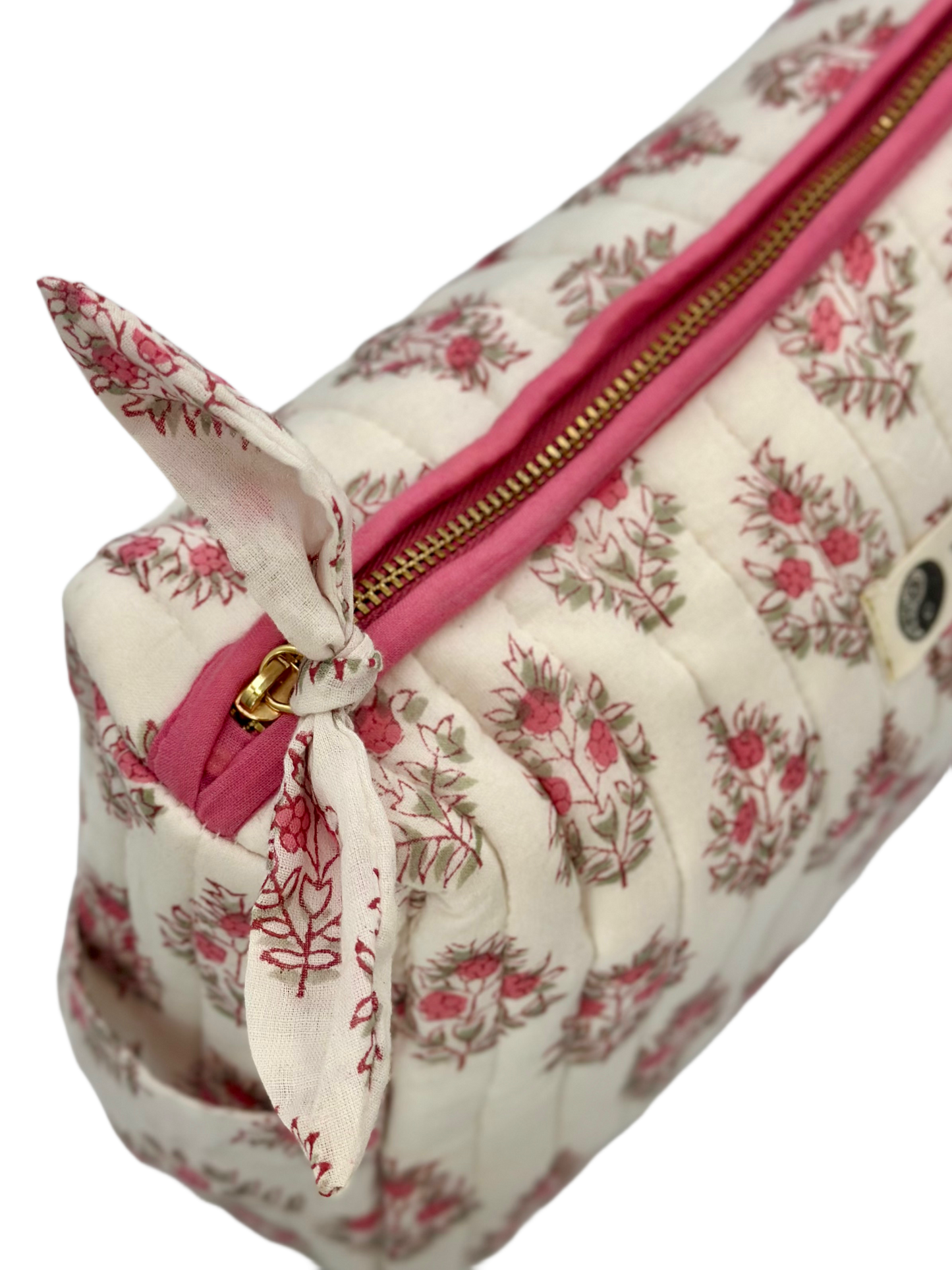 Vintage Floral Quilted Cosmetic Bag