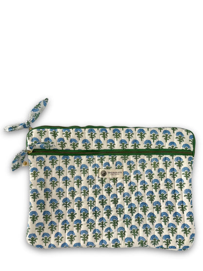 Blue Blossom MacBook Quilted Laptop Sleeve