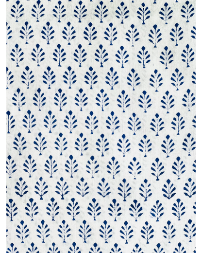 Blue Ivy Floral Cotton Block Print Sewing Craft Fabric