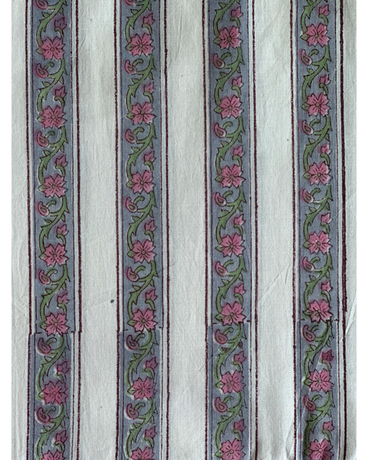 Vintage Rose Floral Cotton Blockprint Sewing Craft Fabric