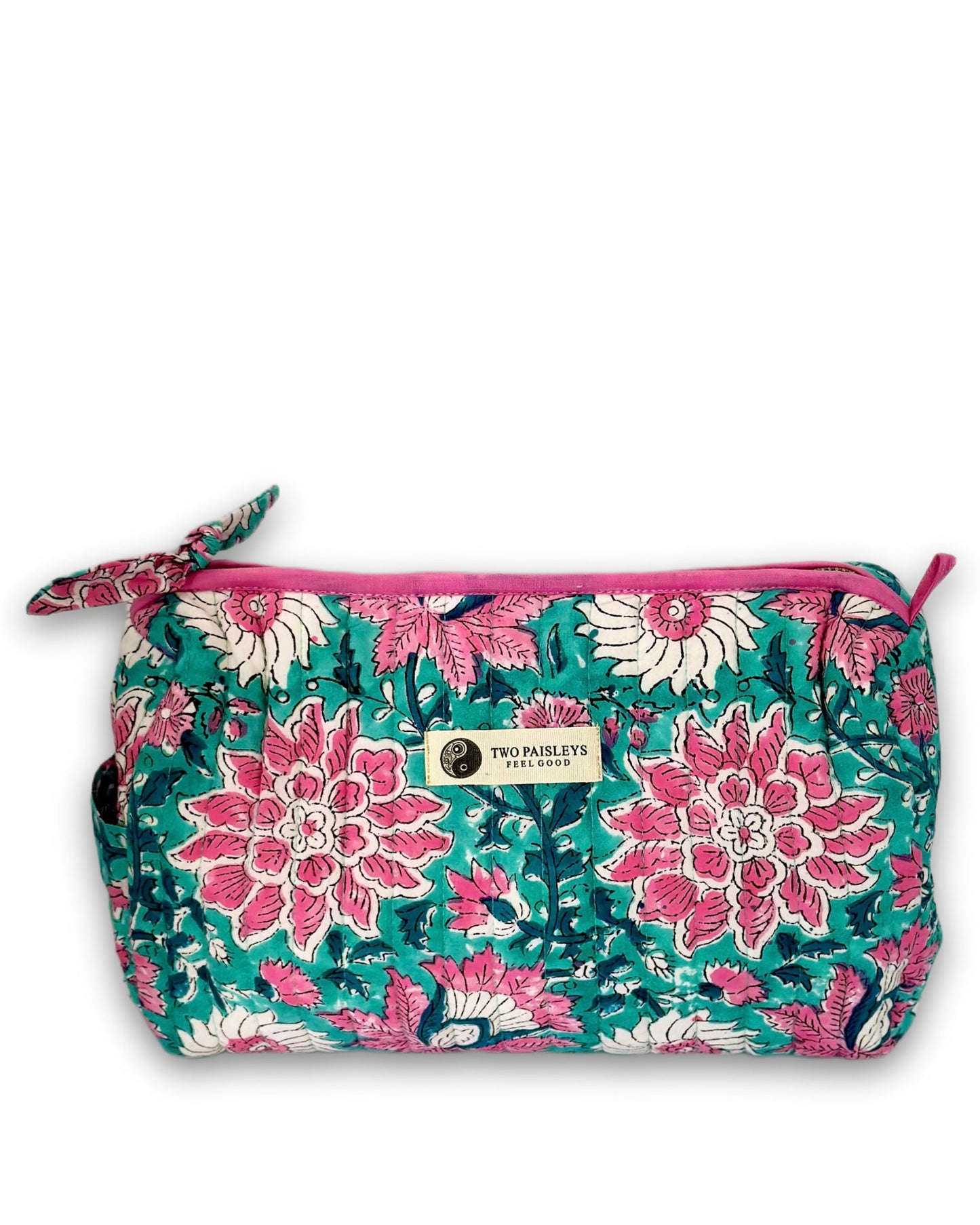 Large Garden of Eden Toiletry Bag in floral handblock print.