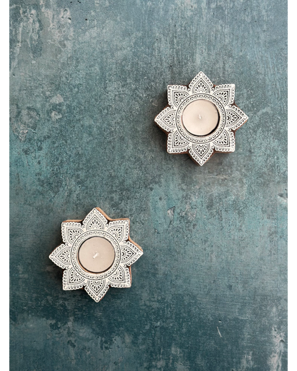 Mandala Wooden Tealight Holders