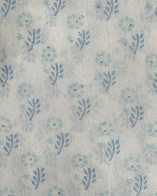 Cottage Garden Blue Floral  Cotton Blockprint Sewing Craft Fabric