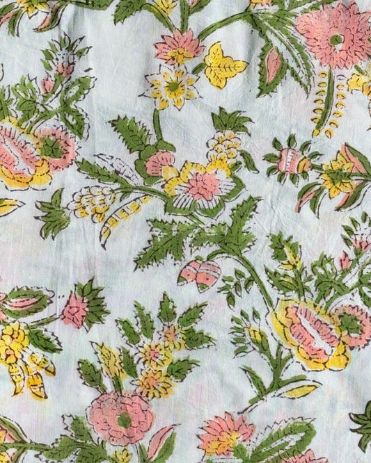 Wildflower Meadow Cotton BlockPrint Sewing Craft Fabric