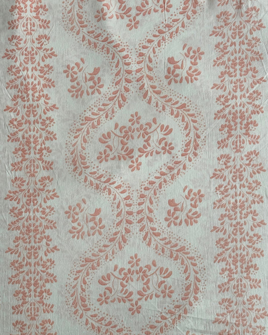 Rose Garland PinkFloral Cotton BlockPrint Sewing Fabric