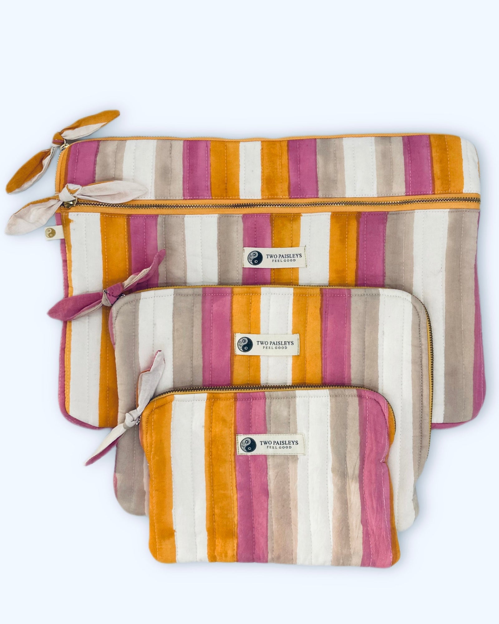 Set of three striped laptop, iPad and Kindle Sleeve