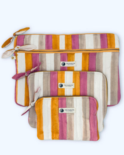 Set of three striped laptop, iPad and Kindle Sleeve