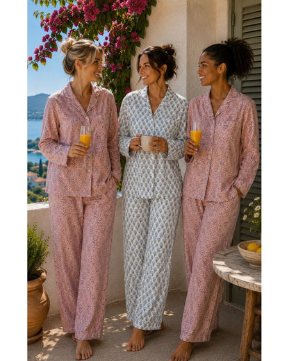 Blue Blossom Cotton Pyjama Set
