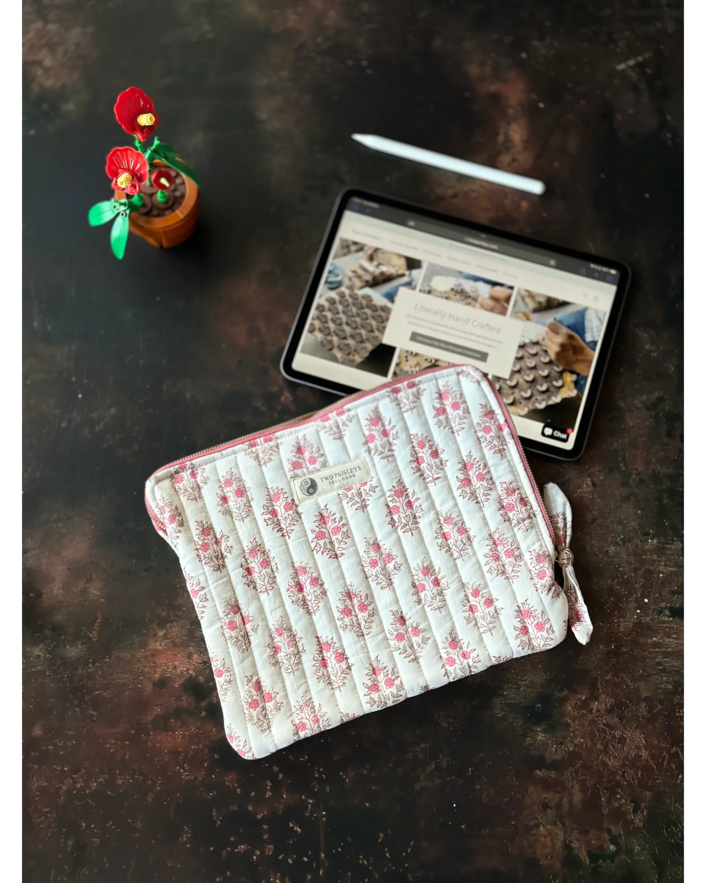 Vintage Floral Quilted iPad Tablet Cover