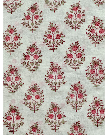 Vintage Floral Cotton Blockprint Fabric