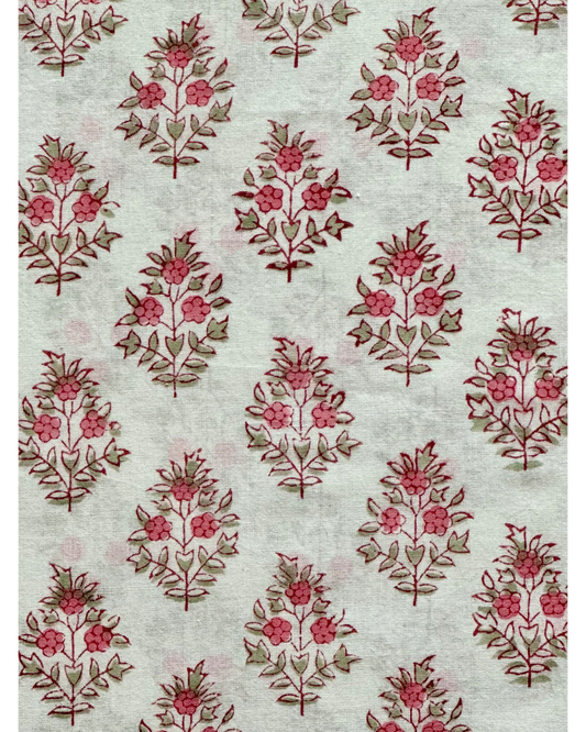 Vintage Floral Cotton Blockprint Fabric
