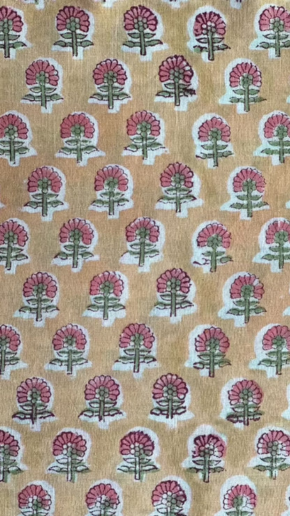 Sunset Orchard Block Print Ditsy Cotton Sewing Craft Fabric