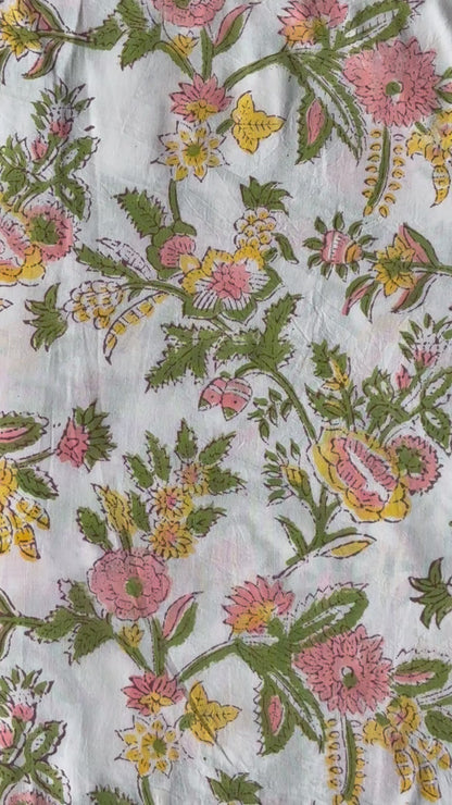 Wildflower Meadow Cotton BlockPrint Sewing Craft Fabric