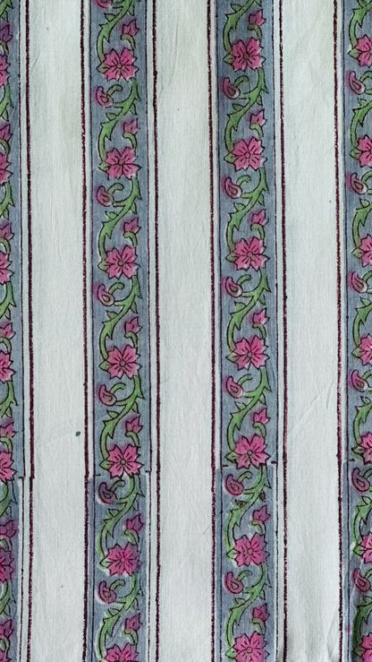 Vintage Rose Floral Cotton Blockprint Sewing Craft Fabric