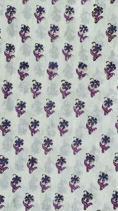 Violet Whispers Ditsy Floral Cotton Blockprint Sewing Craft Fabric
