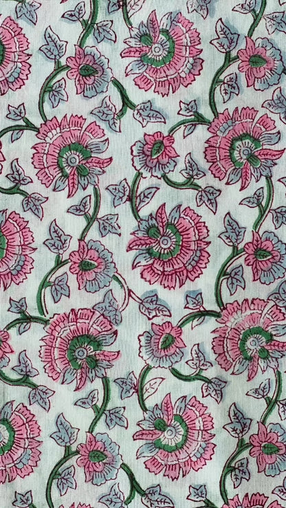 Floral Whispers Cotton Block Print Sewing Craft Fabric