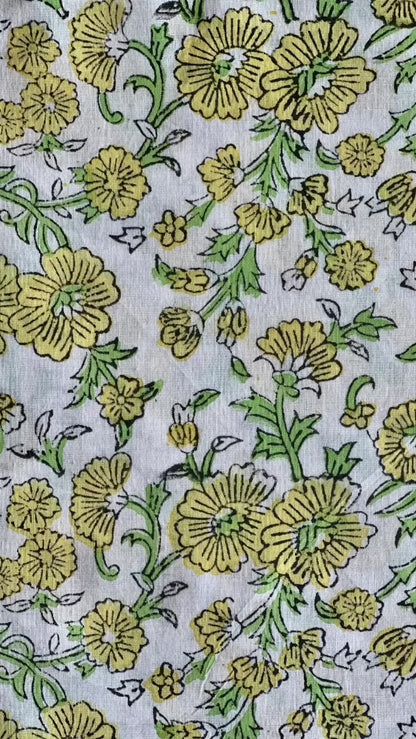 Spring Daisy Cotton Blockprint Sewing Craft Fabric